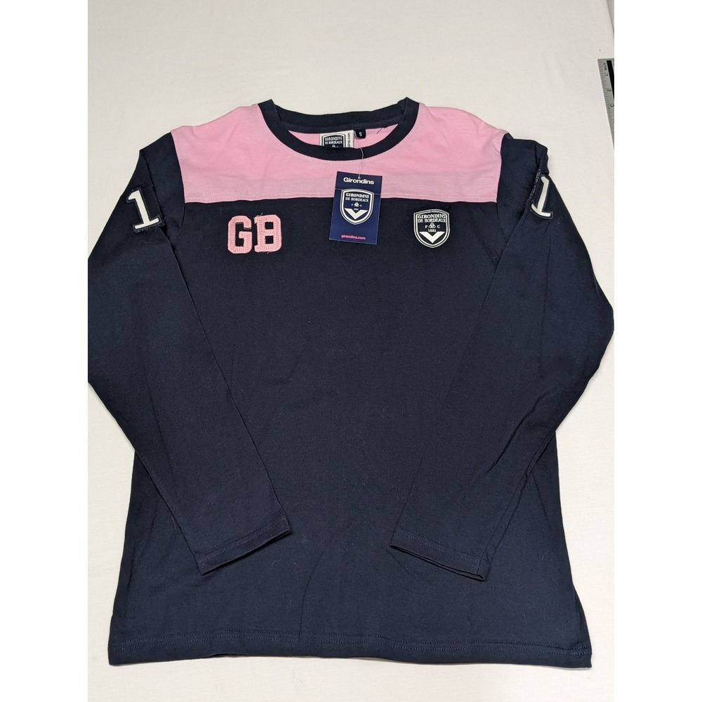 Girondins de Bordeaux Navy Pink Long Sleeve Tee Shirt NWT Womens Small